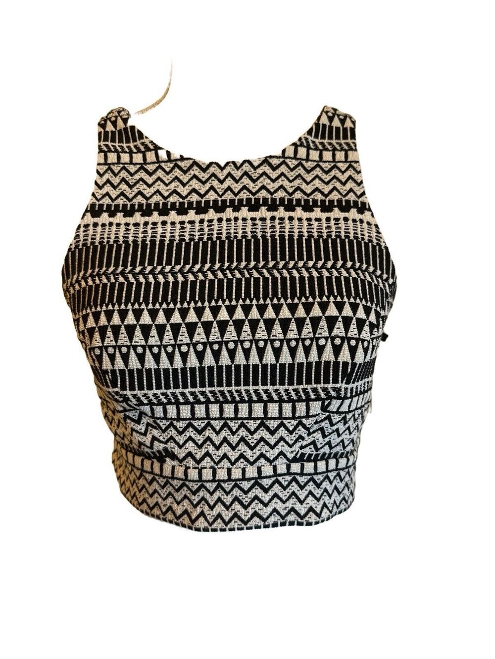 NWT Parker Women's S Presley Tank Black & White Tribal Aztec Cropped Top